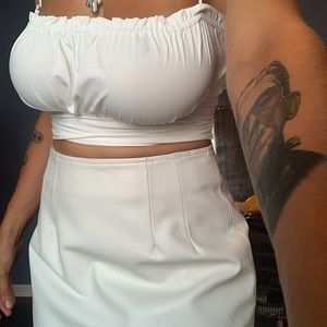 SOLD White Leather Skirt